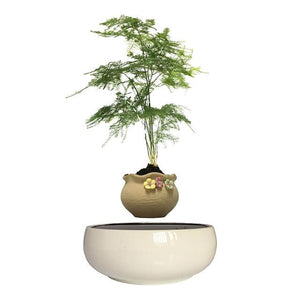 White Ceramic Base Levitating Air-Floating Bonsai Pot