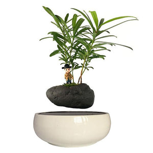 White Ceramic Base Levitating Air-Floating Bonsai Pot