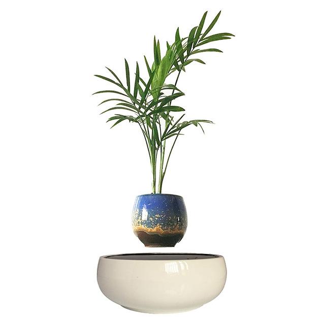 White Ceramic Base Levitating Air-Floating Bonsai Pot